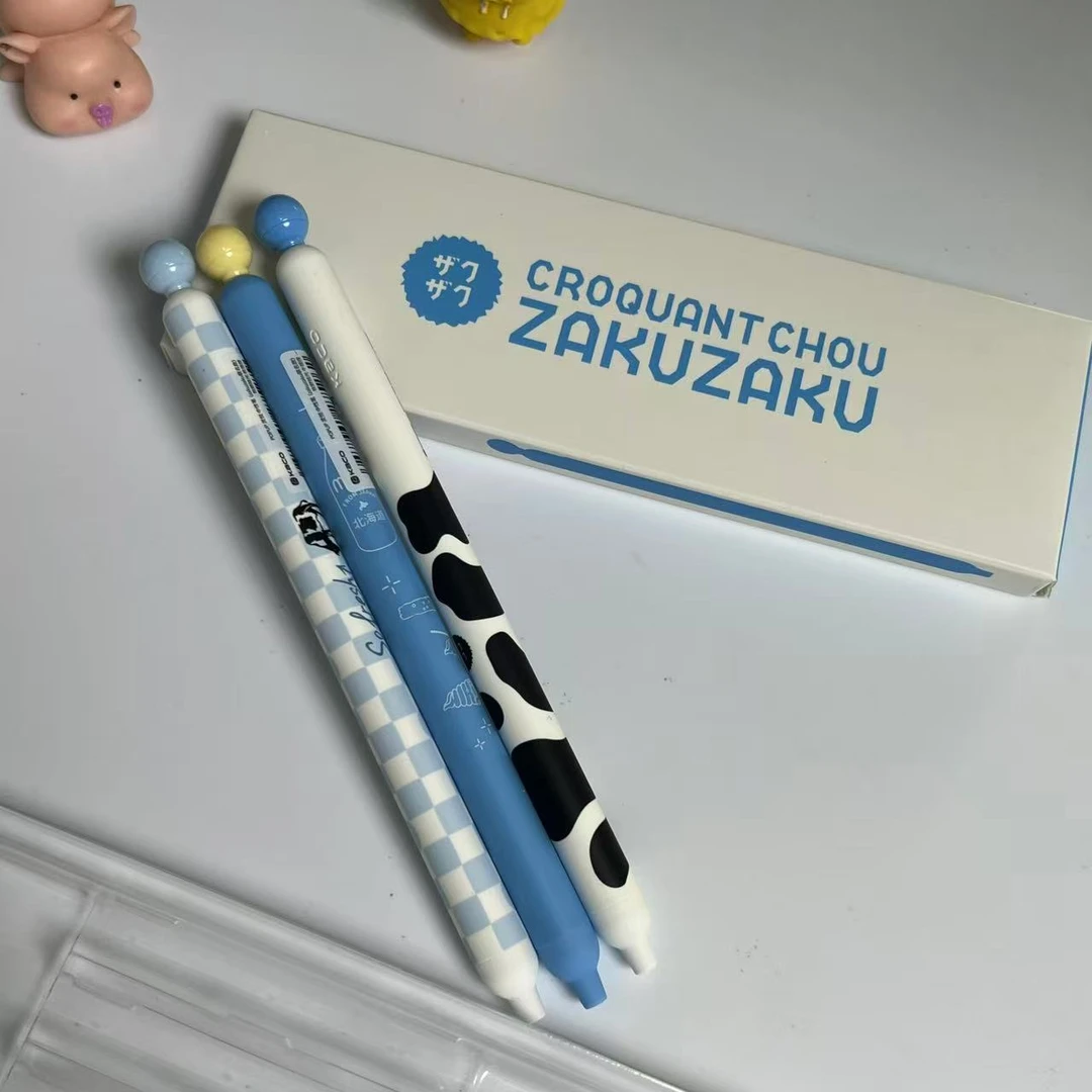 kaco牧野时光中性笔灵悦侧按水笔高颜值奶牛笔杆学生用刷题