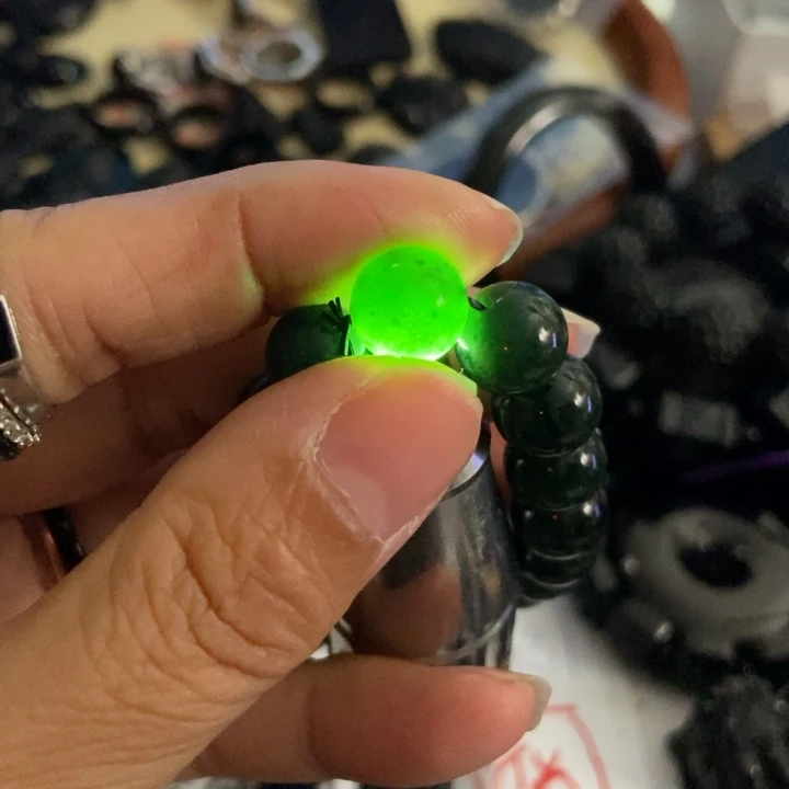 翡翠未镶嵌手链墨翠11