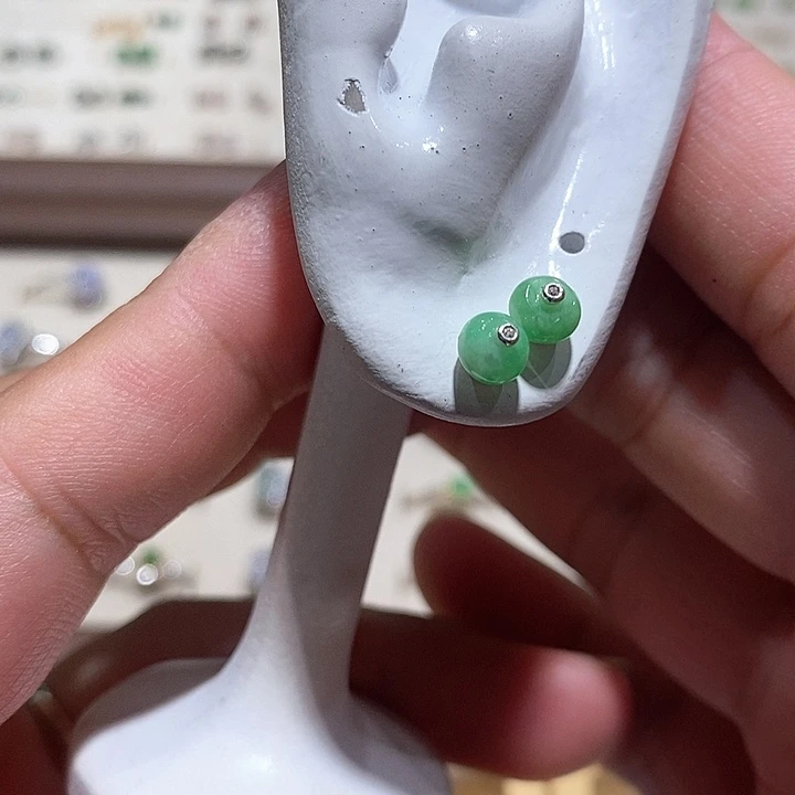 翡翠银S925镶嵌耳饰1号