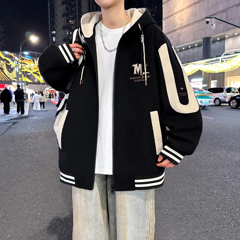 连帽夹克外套男2025新款春秋季青少年学生港风帅气休闲褂子上衣服