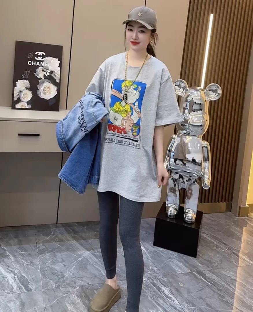 欧洲站25春新款女装时尚印花短袖宽松洋气百搭半袖T恤女上衣打底