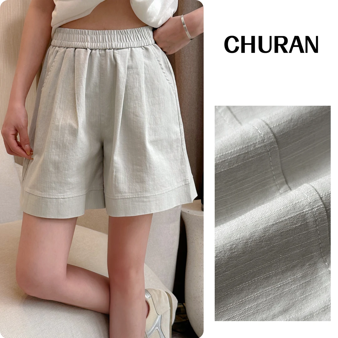 U.V.Y春夏牛仔拼接短裤显瘦百搭宽松休闲裤时尚阔腿裤子女装