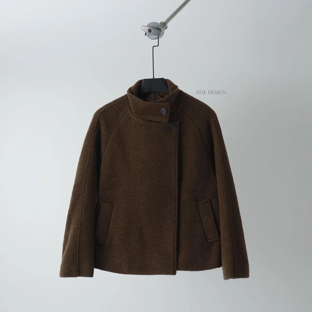 Zoe Studio 尔东系列老钱风绒感短款立领毛呢外套