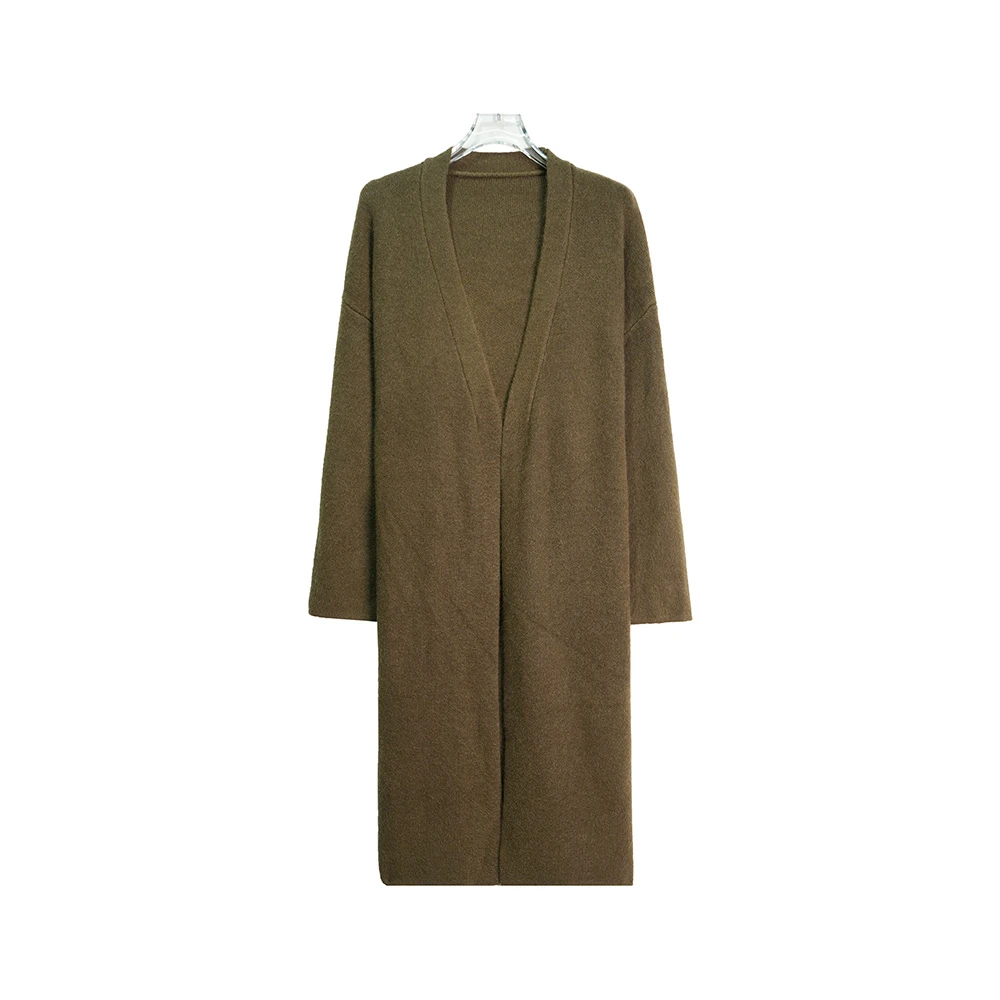 X23143【上新】软糯宽松慵懒风气质韩系外搭时尚长款咖色毛衣外套3Q