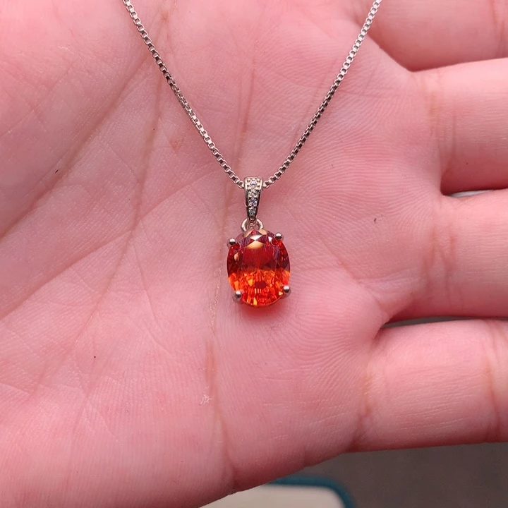 银S925镶嵌彩色蓝宝石吊坠(赠链)