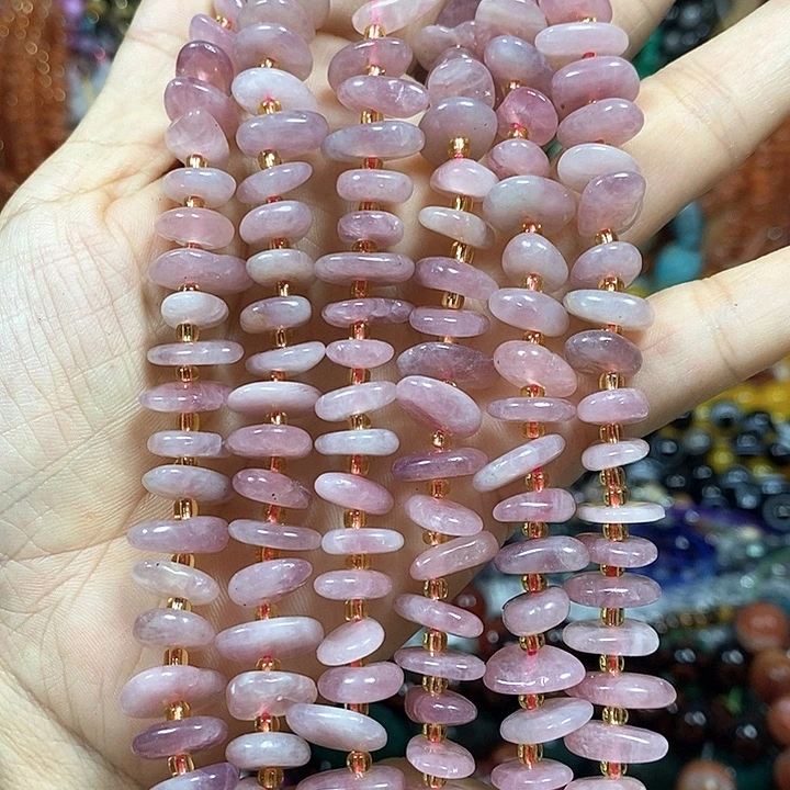 玛瑙/玉髓未镶嵌珠宝半成品天然紫马粉中孔