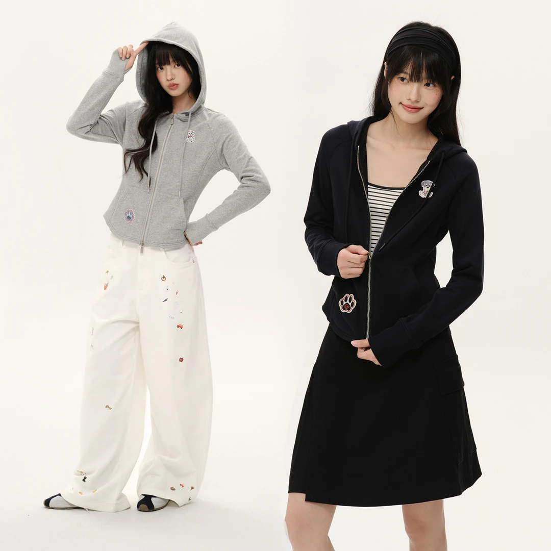 PSO Brand 女装可爱幼犬们修身连帽开衫显瘦气质长袖卫衣NWY005