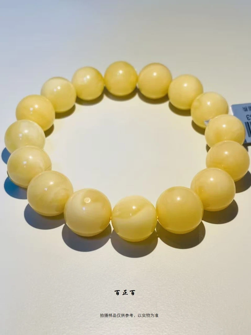 百正百 天然俄料蜜蜡单圈手串 微瑕 6643