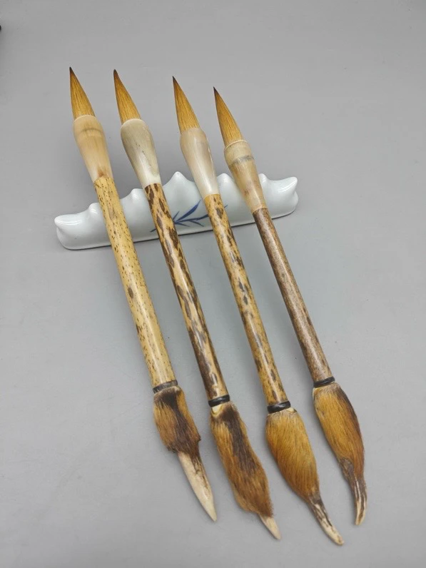 精品梅鹿竹牛角斗羊角斗纯狼毫大提笔笔一支