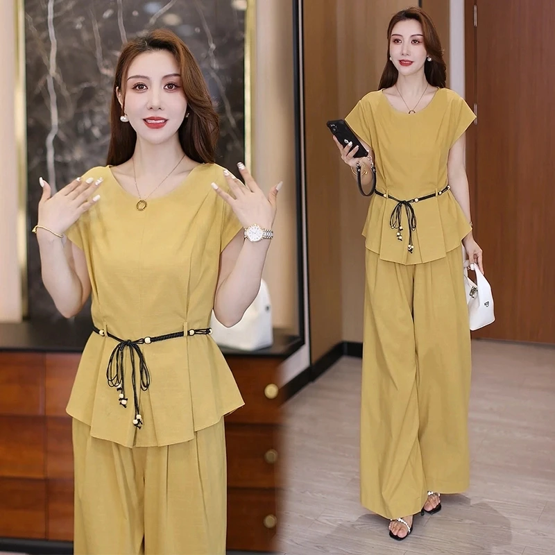 2025夏新款韩版高级感慵懒风设计感休闲气质无袖上衣阔腿裤套装女