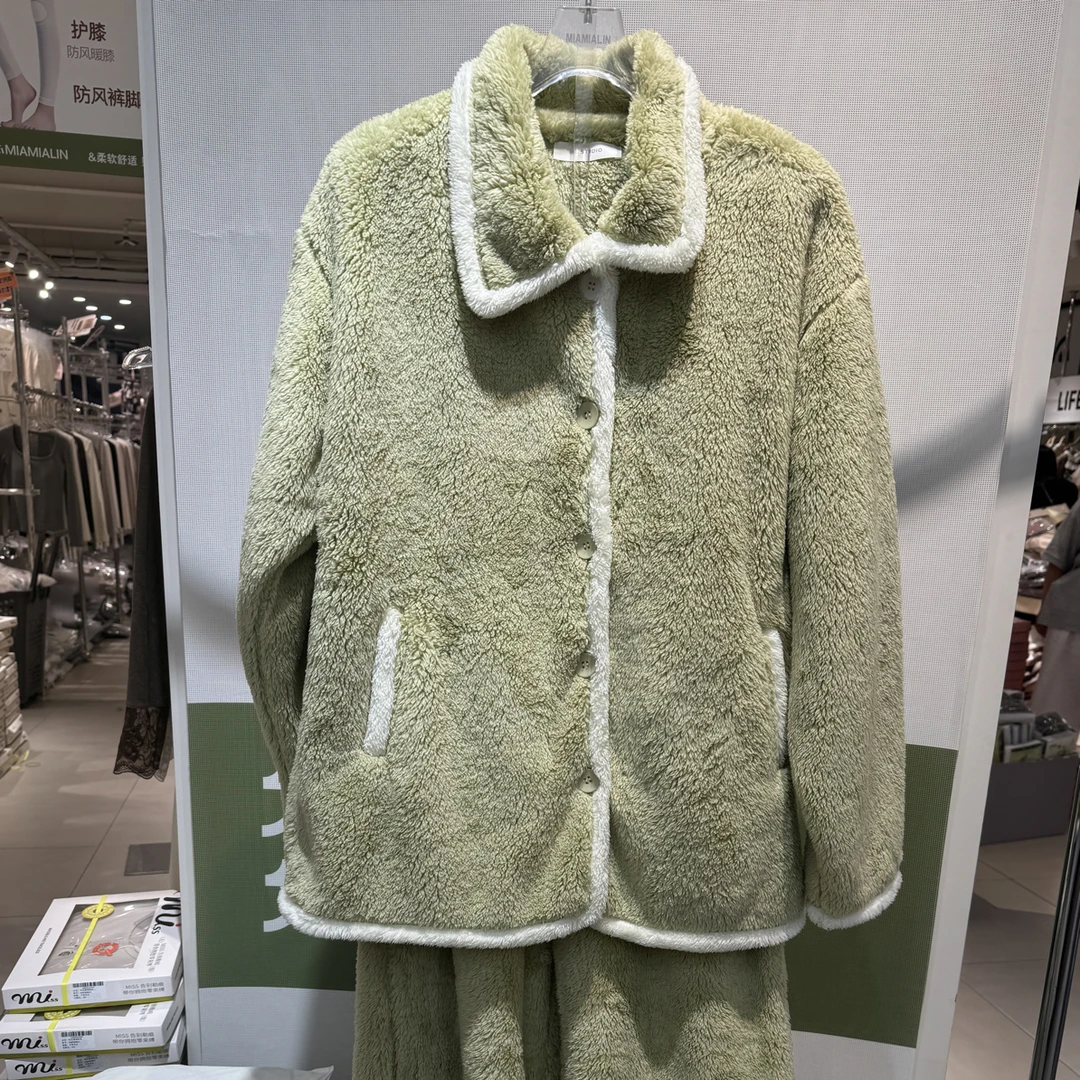女士秋冬珊瑚绒保暖可外穿睡衣家居服套装