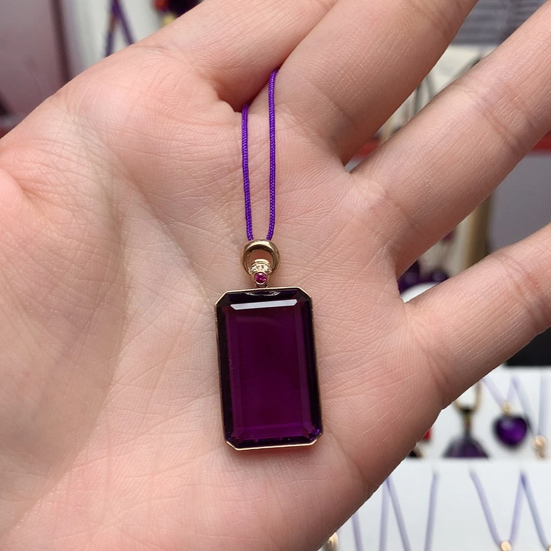 紫晶吊坠(赠链)18K金镶嵌熙*