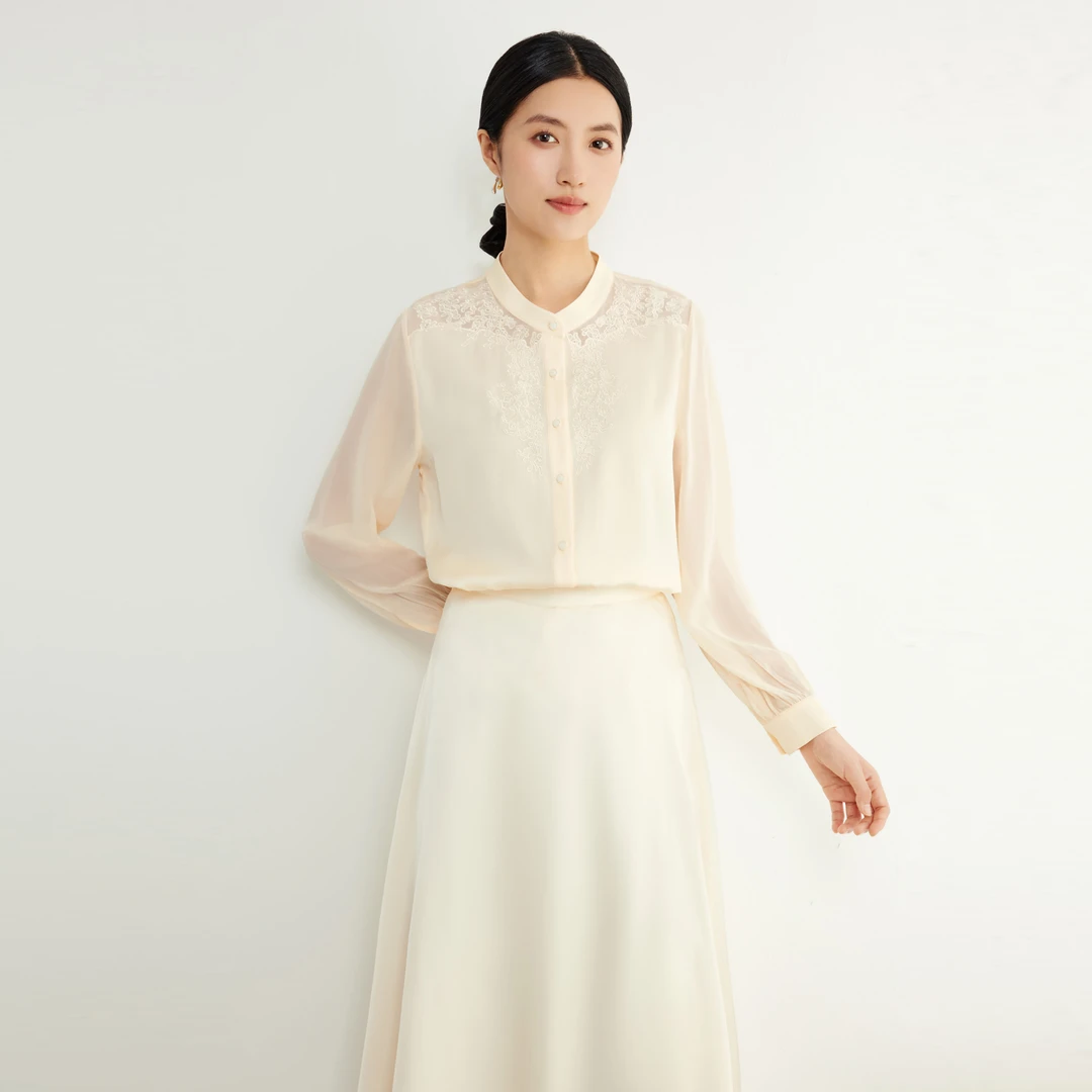 【高定桑蚕丝】2025年春季新款桑蚕丝衬衫时尚贵气女士长袖衬衫8293