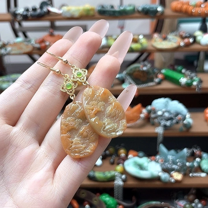 翡翠未镶嵌耳饰饰品