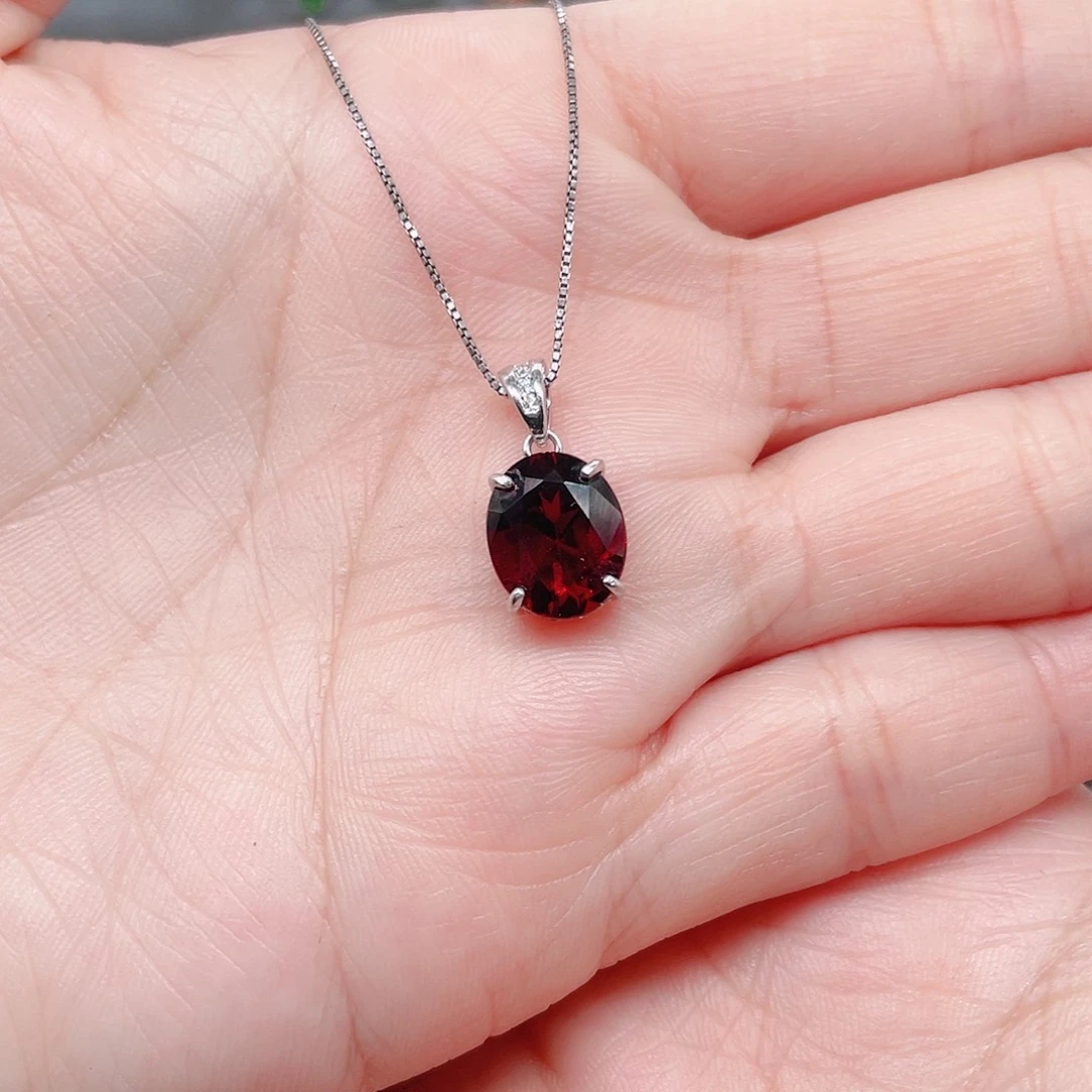 石榴石吊坠(赠链)银S925镶嵌