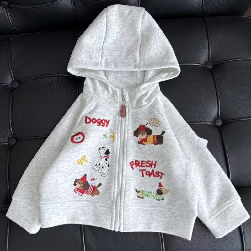 儿童外套2025秋季新款男女童休闲卡通连帽开衫上衣运动百搭衣服潮