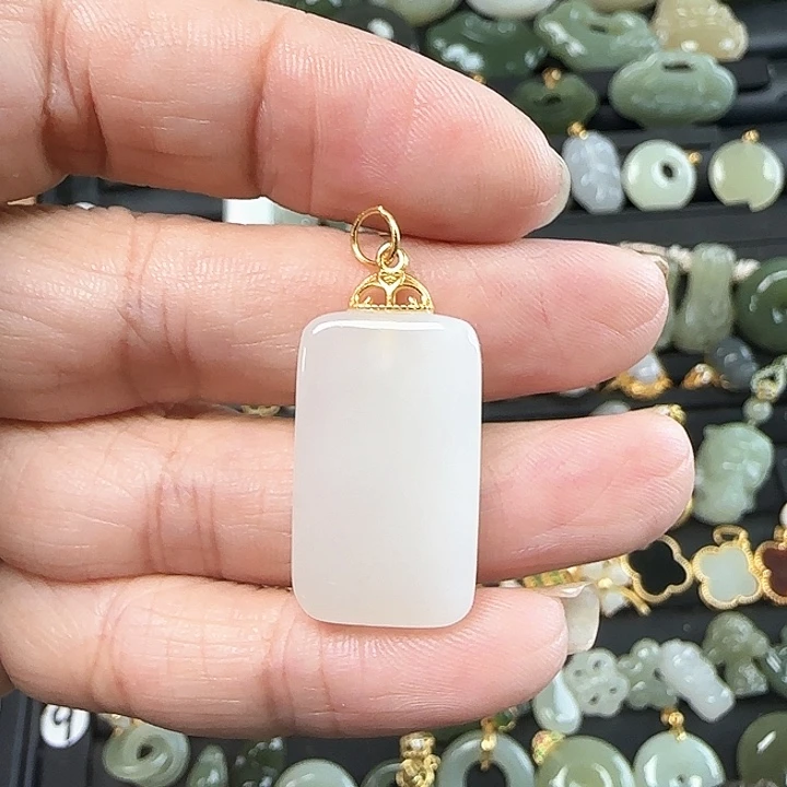 和田玉银S925镶嵌吊坠(不含链)