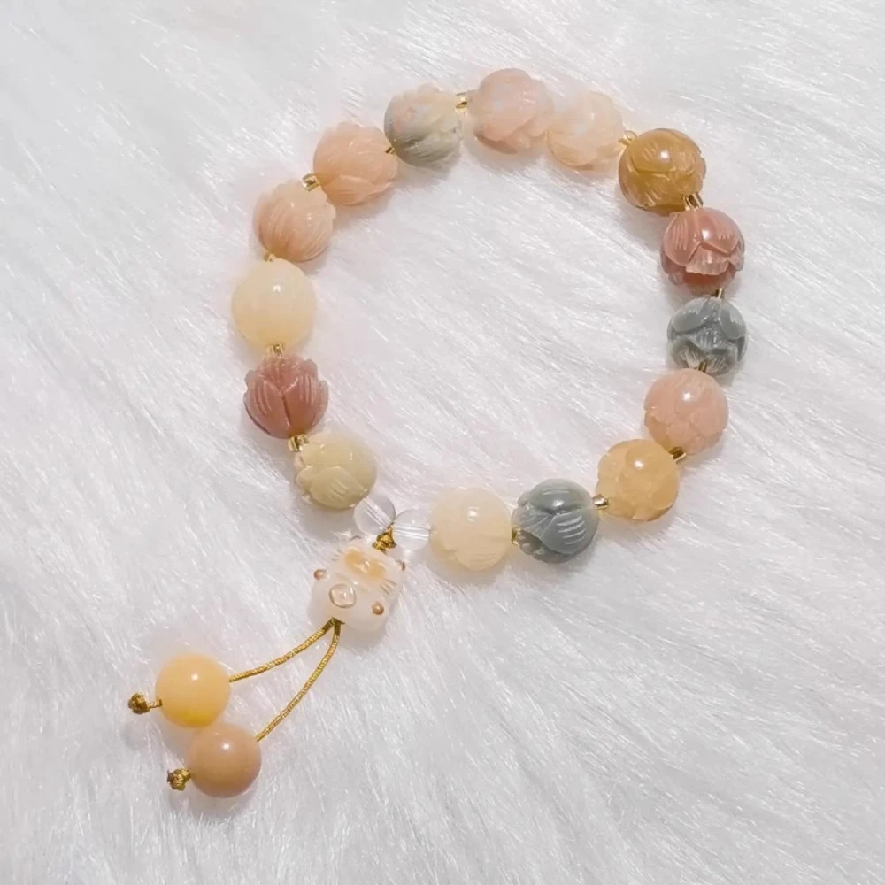 【灵月阁旗舰店】有钱花步步生莲雕刻莲花菩提根国风手持手串绕指柔