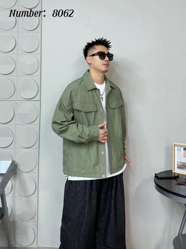 冬季复古水洗男士春季夹克潮流翻领上衣v37美式底特律夹克