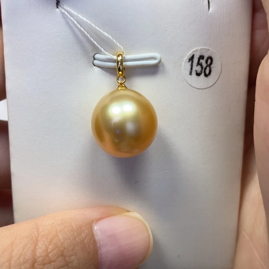 18K金镶嵌吊坠(不含链)海水珍珠浓金13-14mm