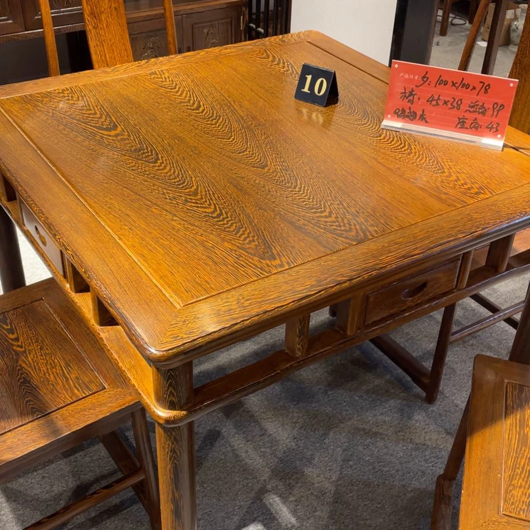 鸡翅木类成套家具沈****仙1米方桌单桌带玻璃样品