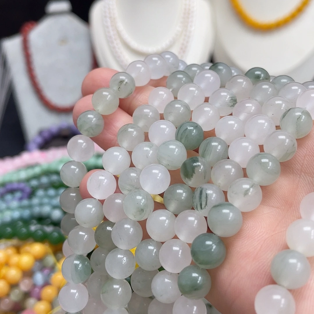 未镶嵌半成品玛瑙/玉髓天山翠8m散珠