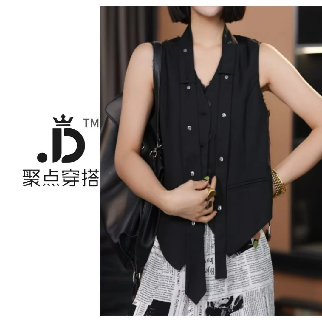 JUDIAN-【黑色雅致】后背镂空领结马甲8jd321679