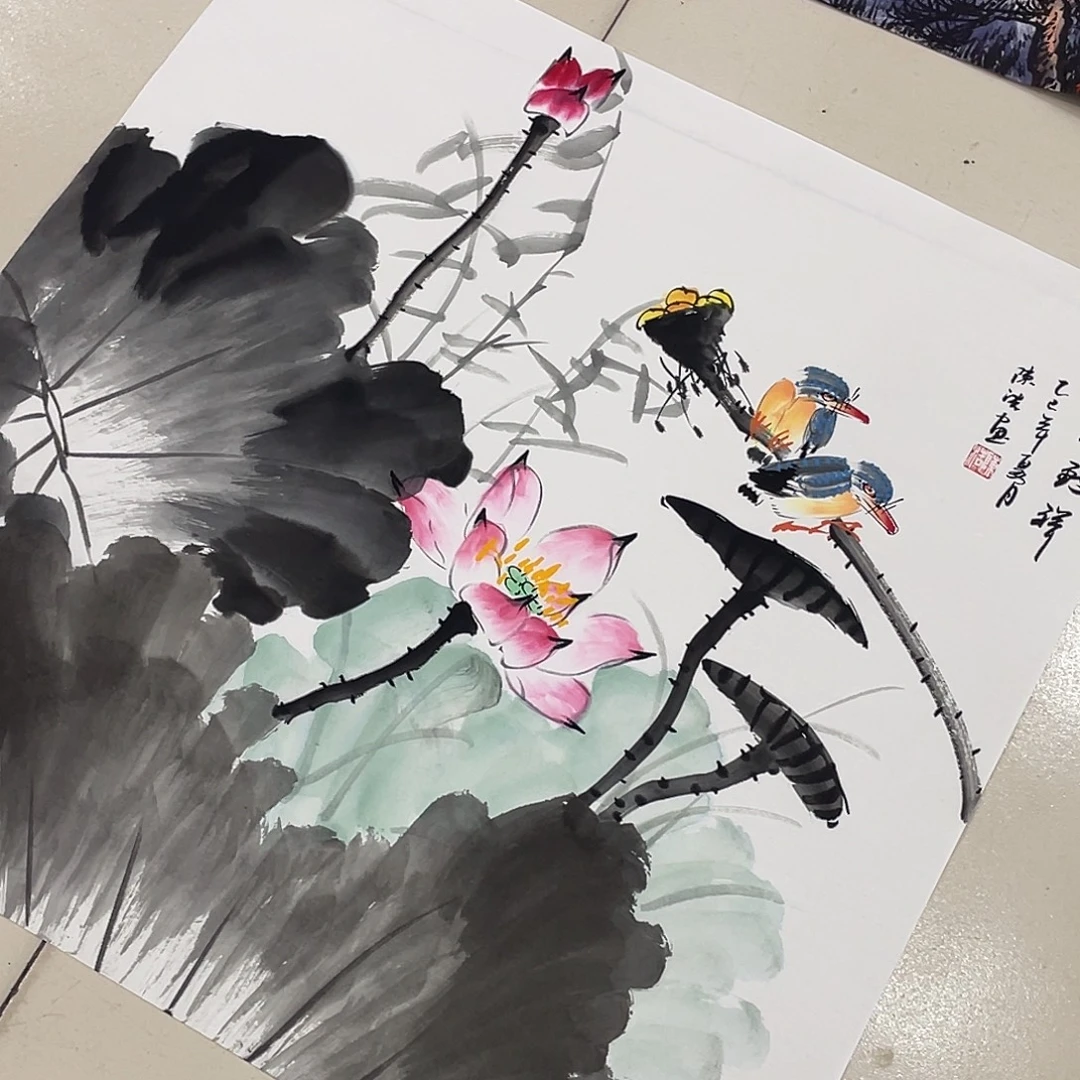 国画纯手绘的花鸟山水