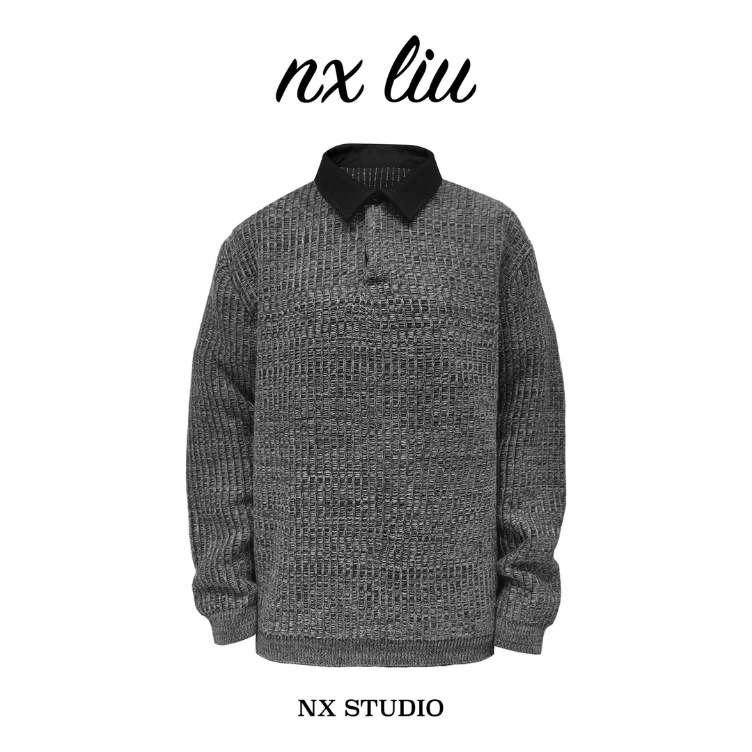 秋冬款套头针织翻领毛衣M7871