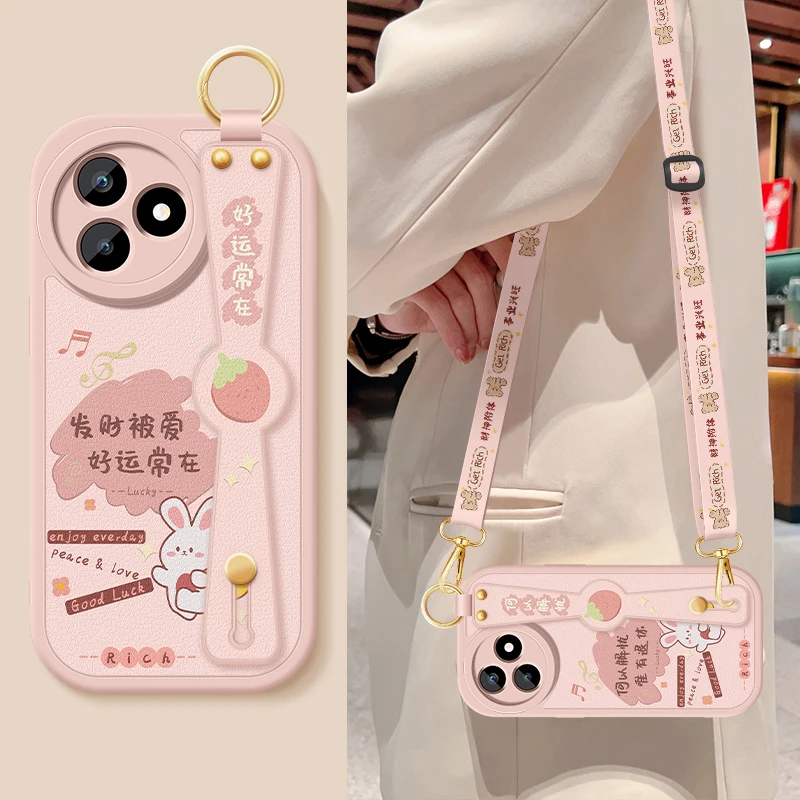 好运常在适用小米红米k80至尊版手机壳redmi新款腕带斜挎挂绳软壳