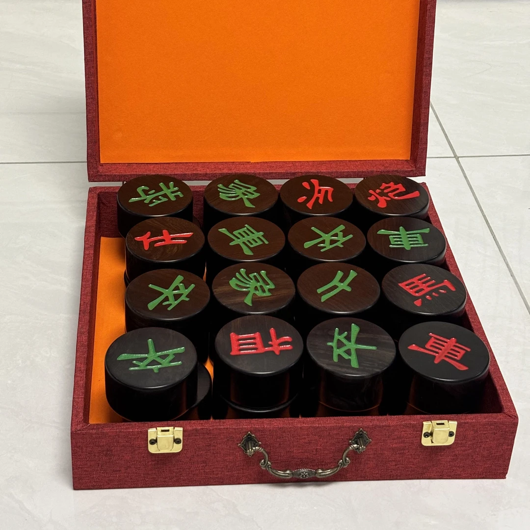 【收藏】大号紫光檀加厚柱形实木中国象棋成人学生礼盒套装送礼佳品