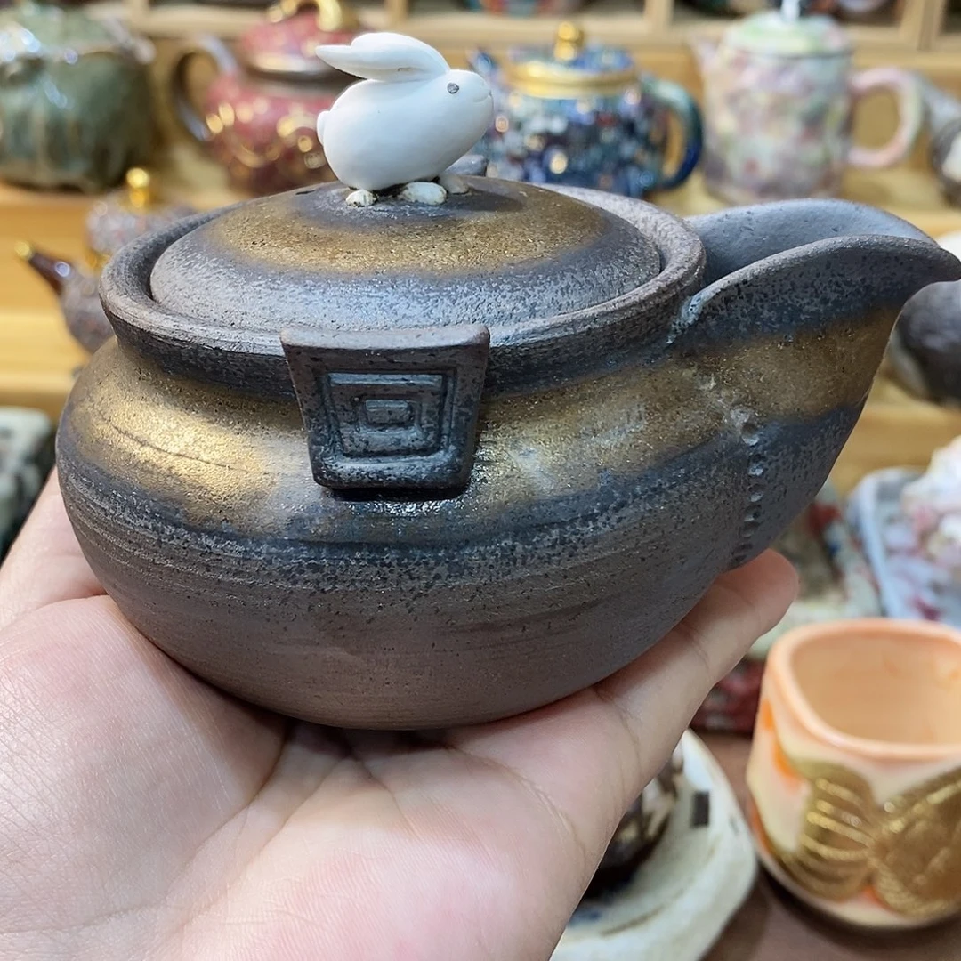 志野柴烧古喜茶器