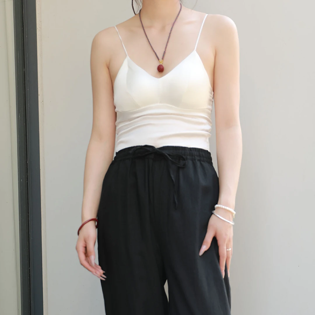 秋木纯色质感十足重磅高品质真丝吊带背心女士美背桑蚕丝MB-1620