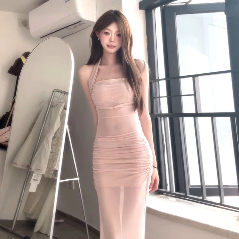 纯欲风辣妹性感挂脖抹胸上衣包臀半身裙两件套装裙2025夏季一整套