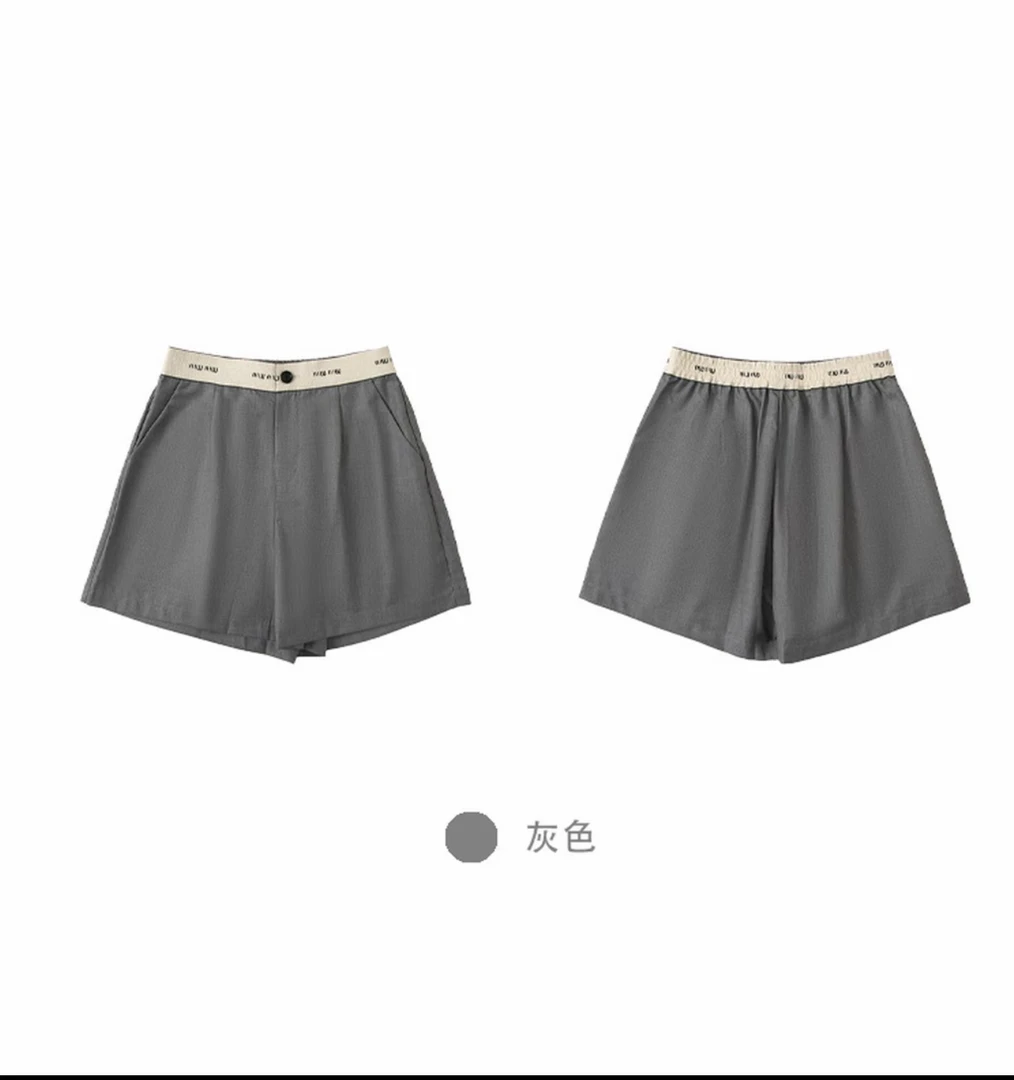 短裤百搭高腰夏季时尚灰色短裤-240541