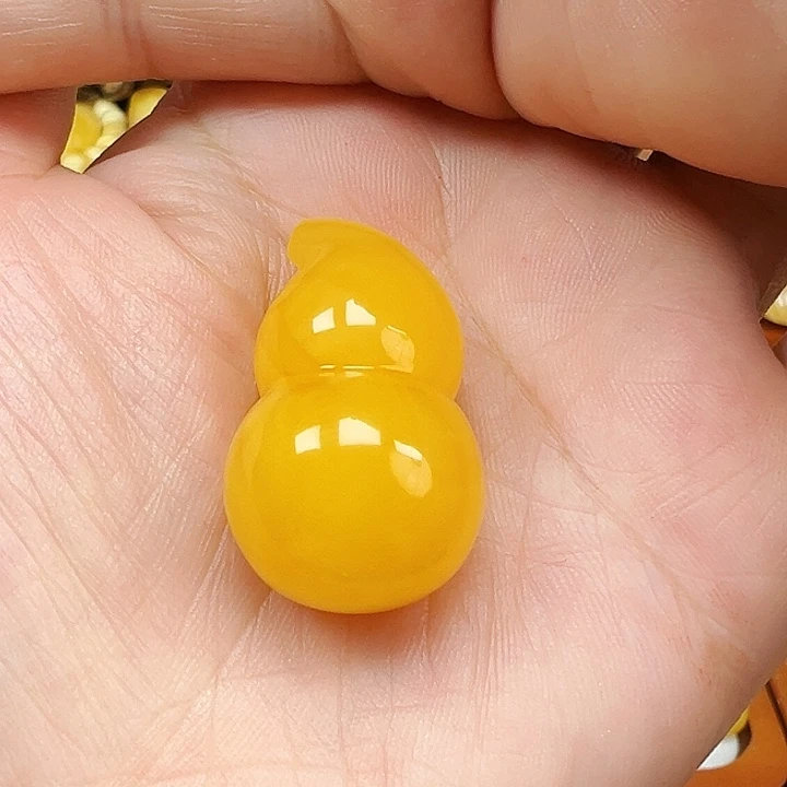 裸石琥珀14K金镶嵌焦皮料蜜蜡葫芦