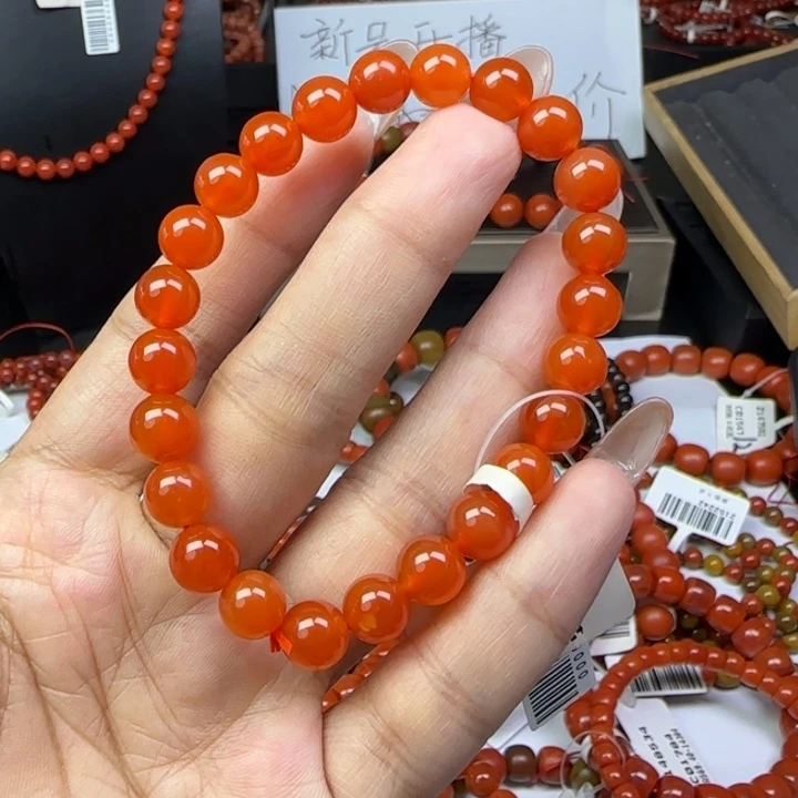 南红玛瑙未镶嵌手链保山冰红8mm