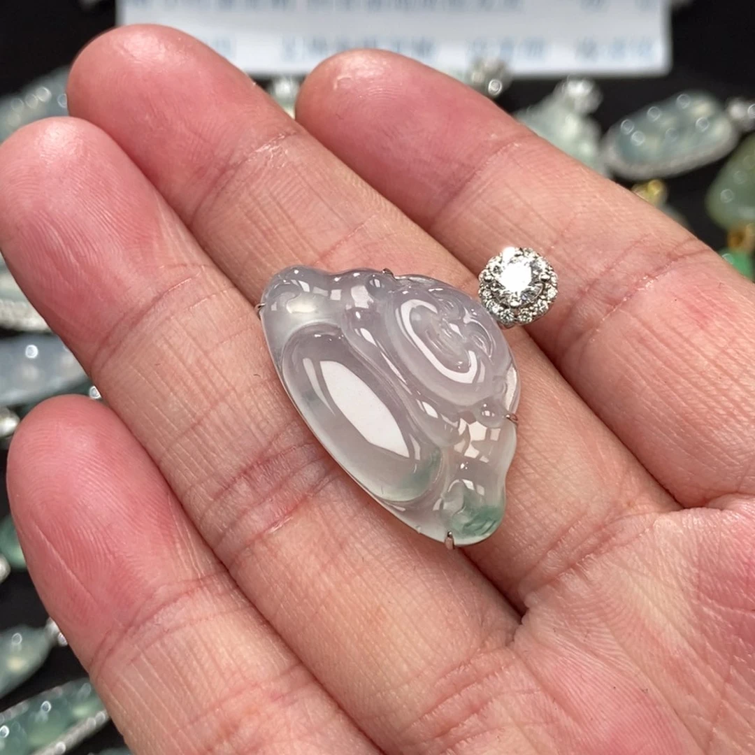 吊坠(不含链)18K金镶嵌翡翠佛公