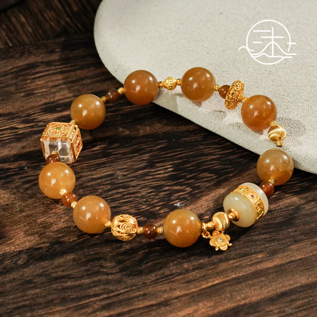 木润【糖玉】天然和田玉糖玉手串  S925银