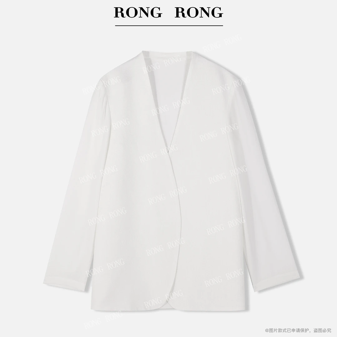溶溶【沉稳魅力】RONGRONG100醋酯交叉设计极简风通勤西装外套25703