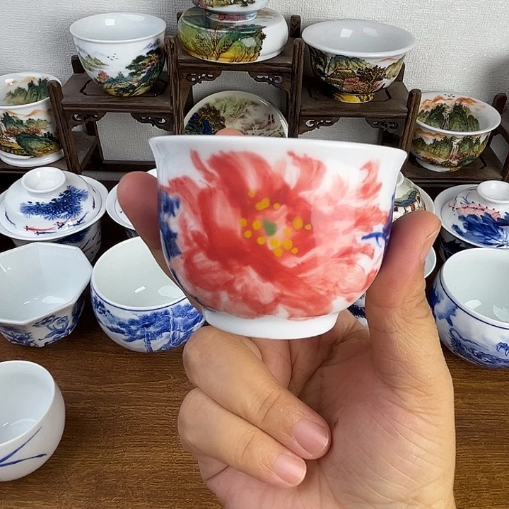 忠意堂釉下彩红牡丹微瑕不退