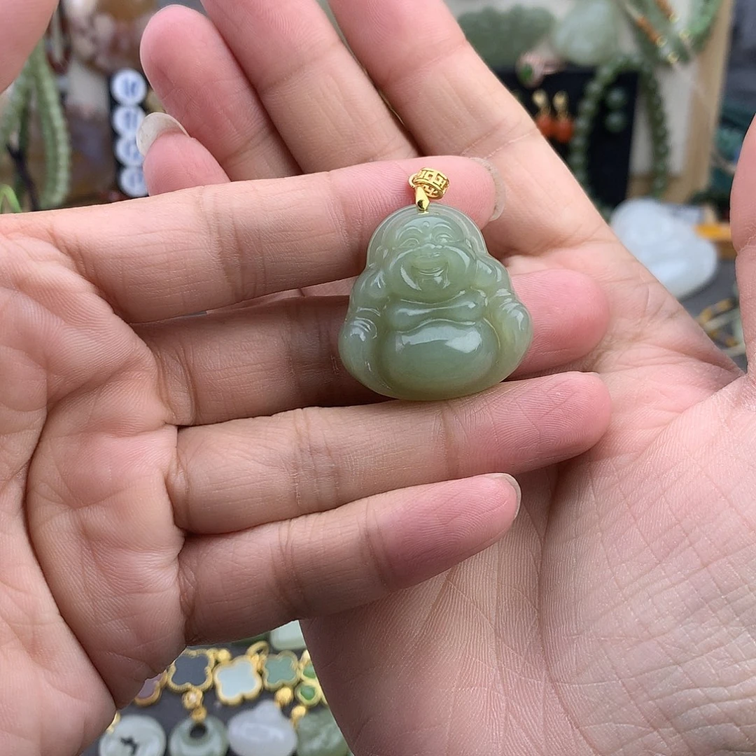 和田玉银S925镶嵌吊坠(不含链)