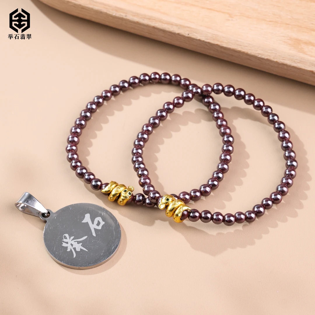 含辰砂工艺品【举石臻品】TH0109-222-302朱砂手串(一件/约3.5mm）X