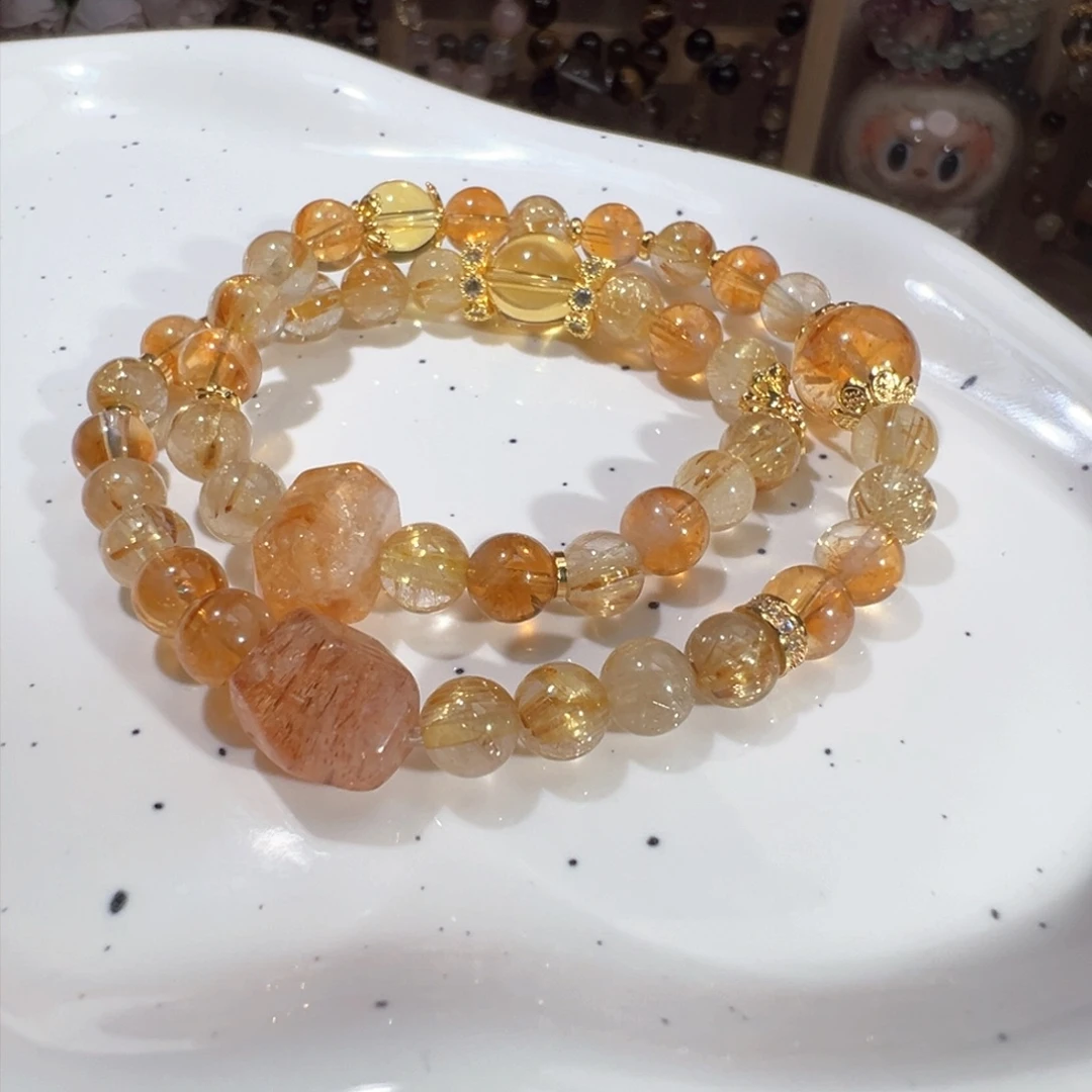 水晶手绳未镶嵌金发晶双圈