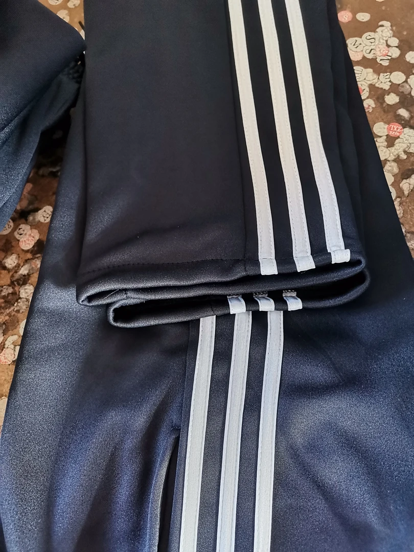 藏青色直筒加绒校服裤3白杠校服裤子