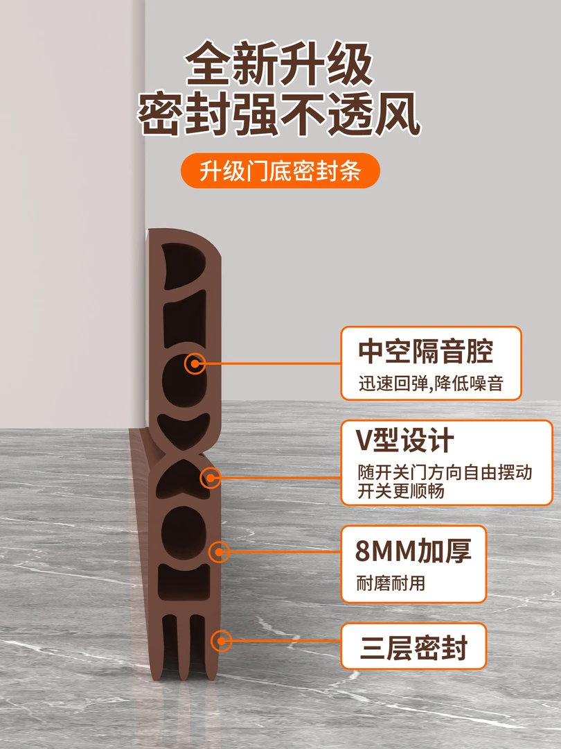 门底隔音密封胶门缝房门缝隙隔音卧室门门边挡风隔音条防风条门贴