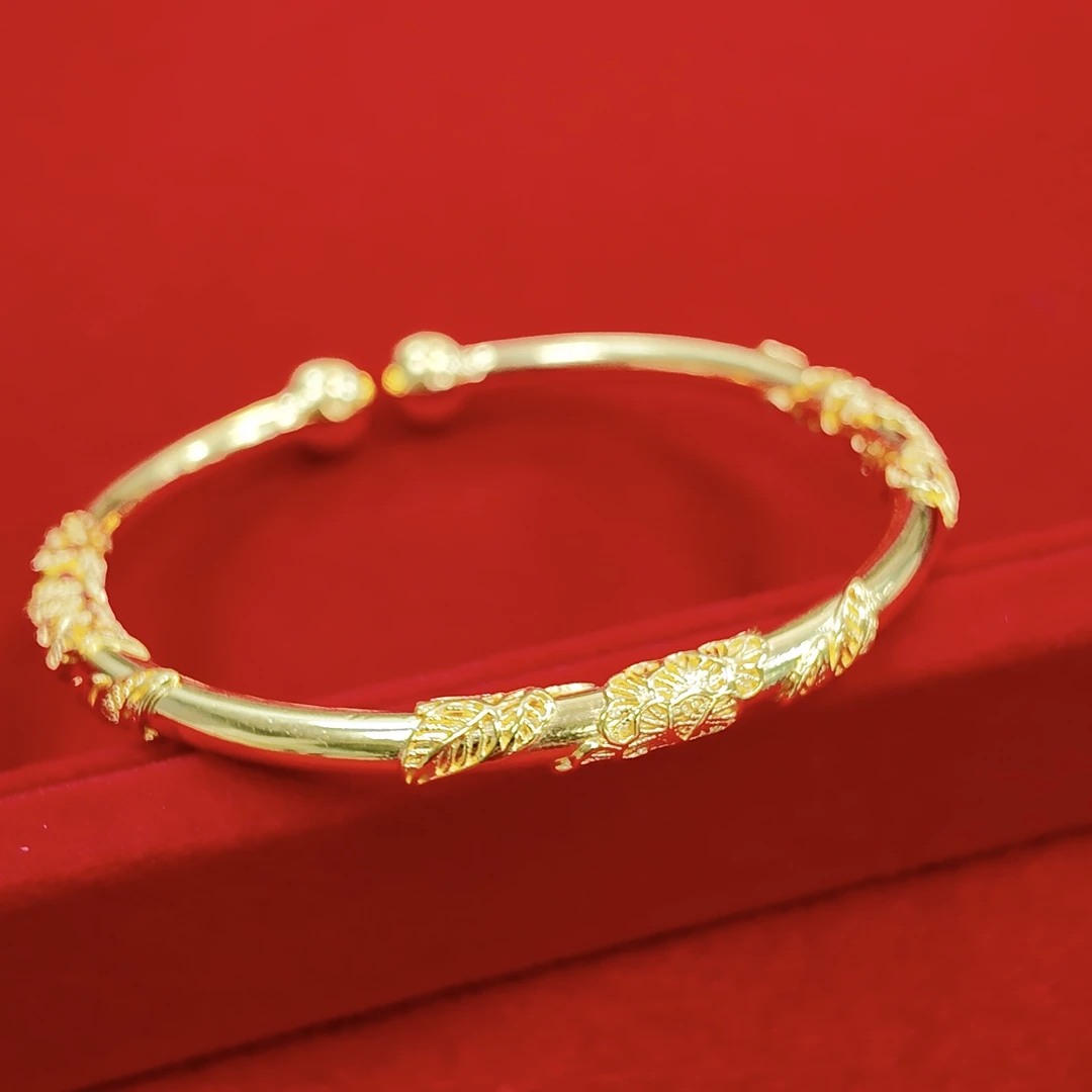 足银手镯 开口繁花气质繁花似锦开口手镯【GSB013】