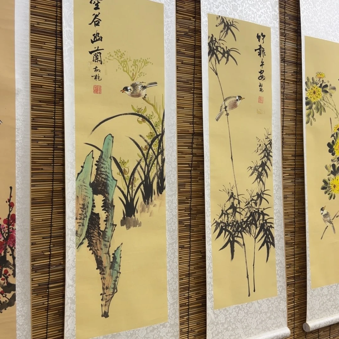知***边国画QB四幅一套作品！带证书！只限一单