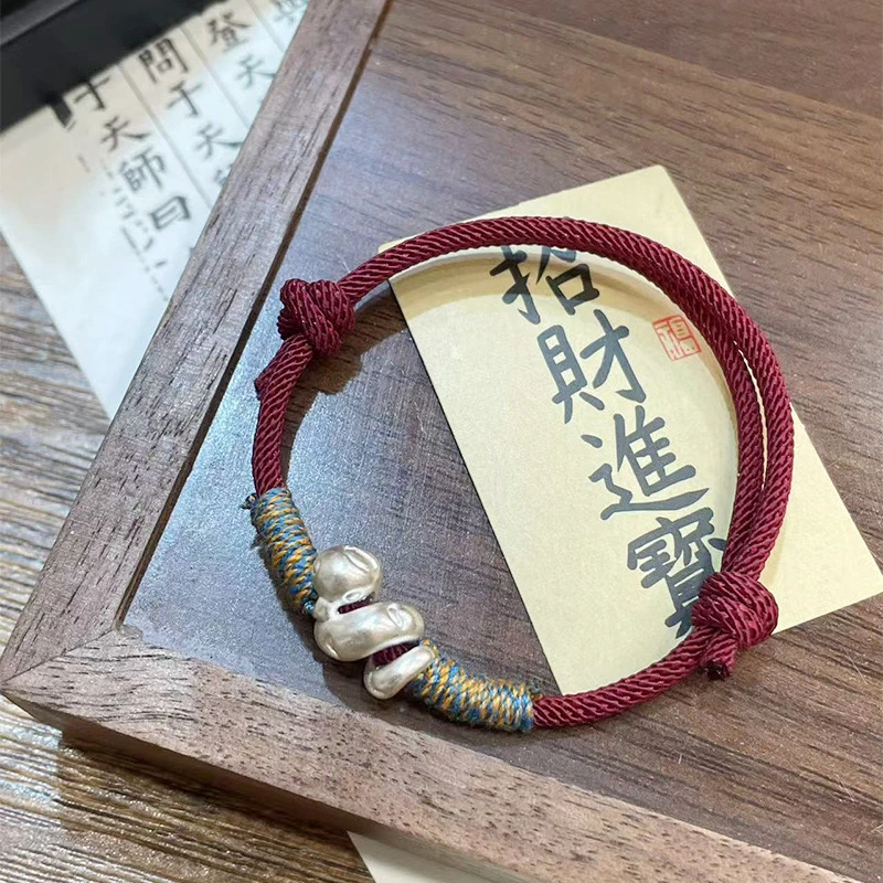 足银手链 [银喜生]红色卷卷蛇手绳