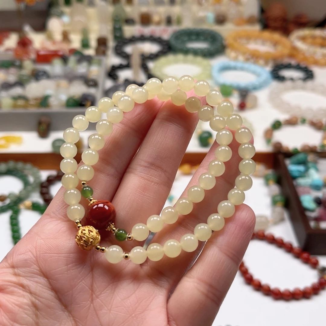 和田玉未镶嵌手链双圈手串